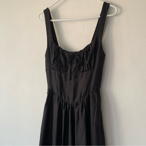 NWT Reformation Balia Linen Sleeveless A Line Midi Dress Black - Picture 11 of 16